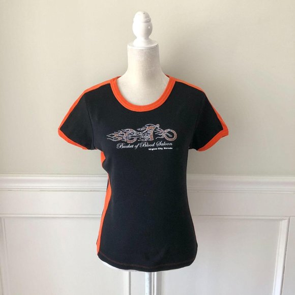 Biker Designs Bucket of Blood Saloon Tee L - Picture 1 of 5